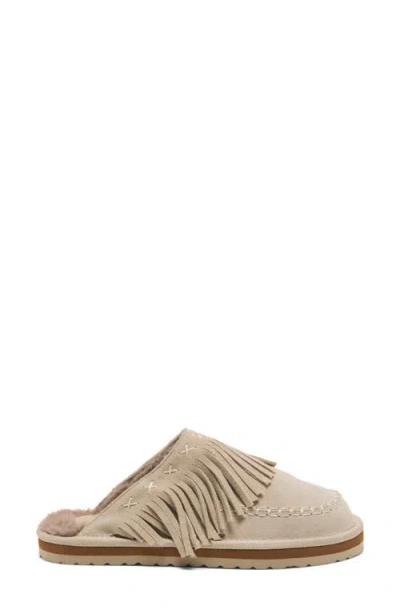 Free People Fallon Fringe Faux Fur Mule Slipper In Neutral