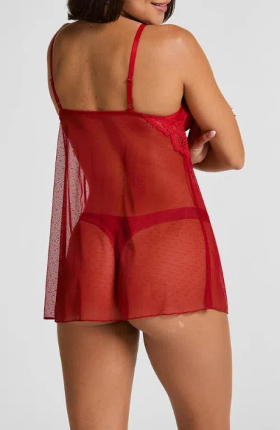 Hunkemoller Hunkemöller Whitney Lace & Mesh Chemise In Red