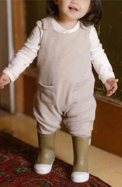Pehr Organic Cotton Teddy Fleece Overalls In White