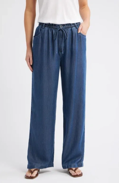 Cloth & Stone Wide Leg Crop Denim Pants In Blue