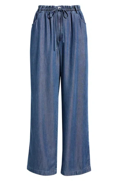 Cloth & Stone Wide Leg Crop Denim Pants In Blue