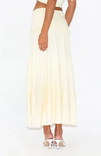 Tiger Mist Katya Knot Low Rise Tiered Maxi Skirt In White