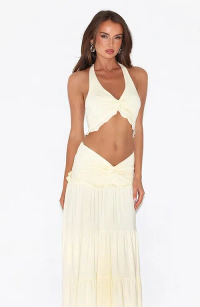 Tiger Mist Katya Knot Low Rise Tiered Maxi Skirt In White