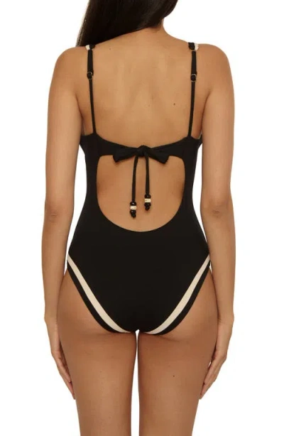 Becca Coast Line Plunge One-piece Swimsuit In Black