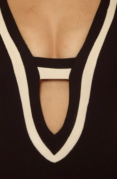 Becca Coast Line Plunge One-piece Swimsuit In Black