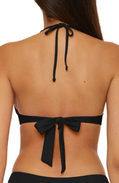 Becca Marble Canyon Ring Halter Bikini Top In Black