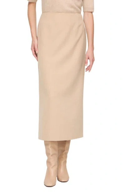 Lafayette 148 New York Camel Hair Midi Pencil Skirt In Brown