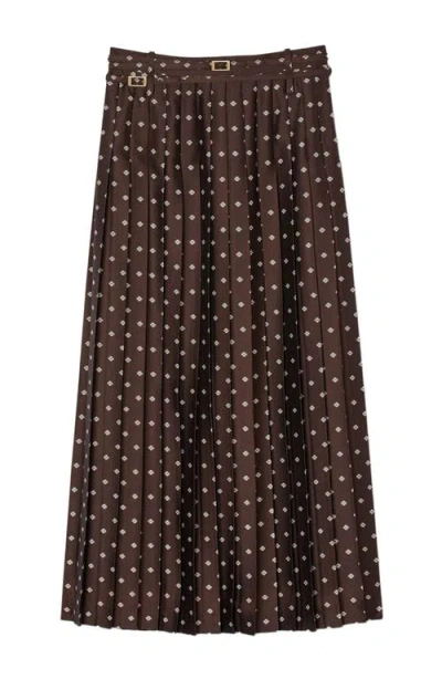Sandro Pleated Patterned Midi Skirt In Black