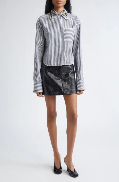 Sportmax Croc Embossed Faux Leather Miniskirt In Black