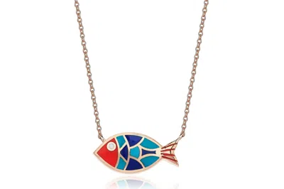 Reis Jewellery Women's Rose Gold Carnival Fish Necklace In Multi