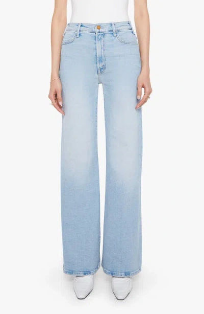 Mother The Hustler Roller Sneak High Waist Wide Leg Jeans In Blue