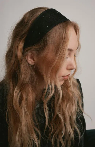 Lelet Ny Giselle Embellished Lace Headband In Black