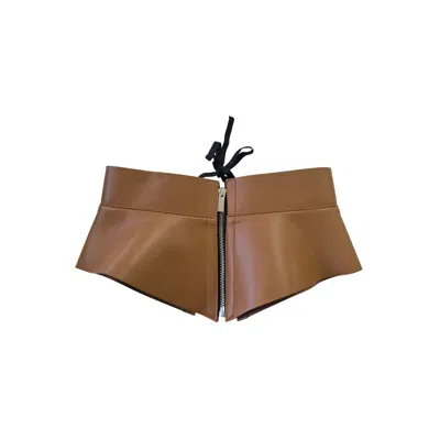 Circular Path Women's Brown / Gold Lace Up Corset Belt - Pecan-gold In Brown