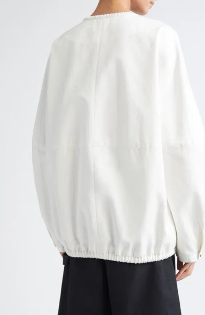 Partow Bond Drawstring Cotton Canvas Bomber Jacket In White