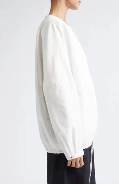 Partow Bond Drawstring Cotton Canvas Bomber Jacket In White