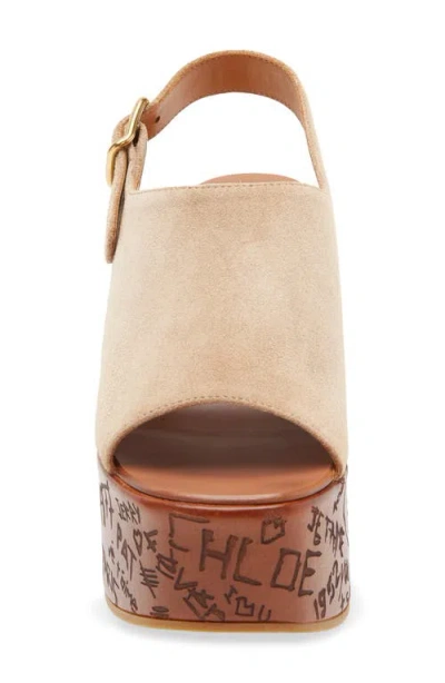 Chloé Desert Sand Platform Sole Graffiti Print Sandals In White