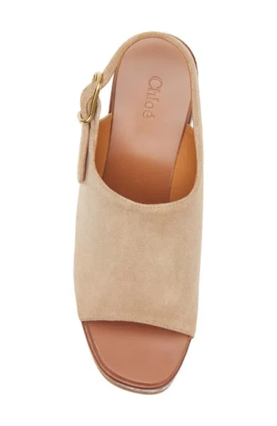 Chloé Desert Sand Platform Sole Graffiti Print Sandals In White