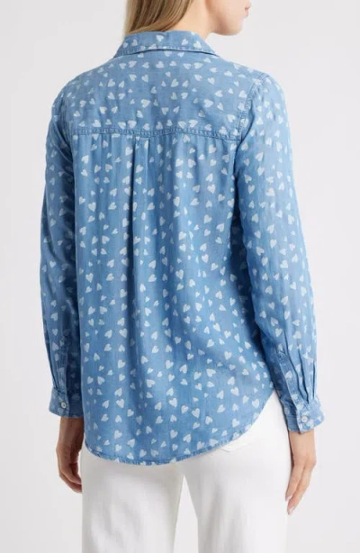 Beachlunchlounge Cassie Chambray Button-up Shirt In Animal Print