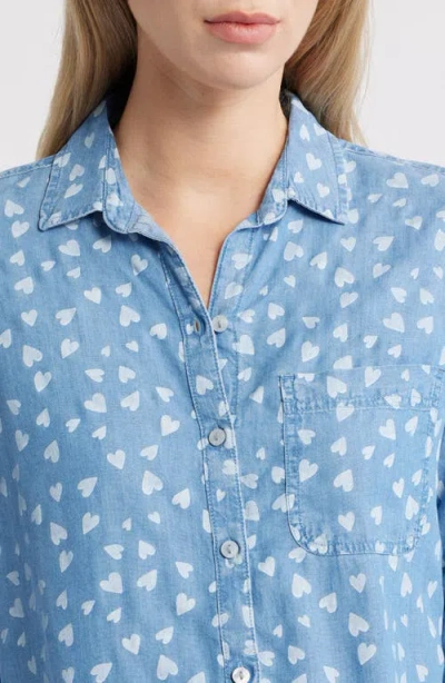 Beachlunchlounge Cassie Chambray Button-up Shirt In Animal Print