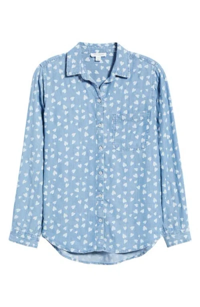 Beachlunchlounge Cassie Chambray Button-up Shirt In Animal Print