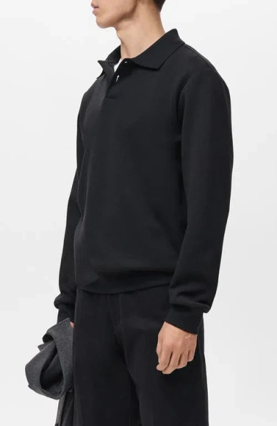 Mango Regular Fit Polo Sweatshirt In Black