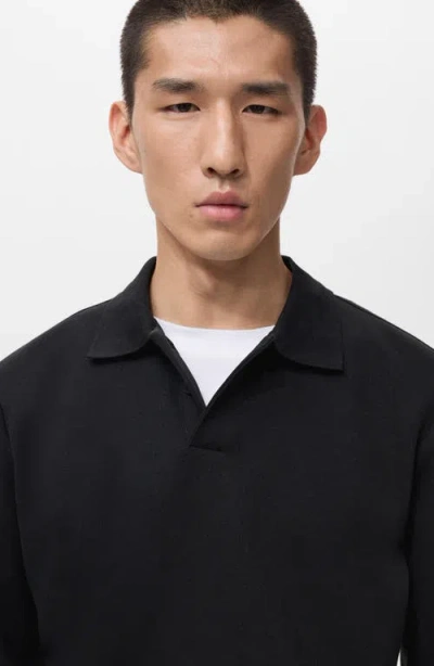 Mango Regular Fit Polo Sweatshirt In Black
