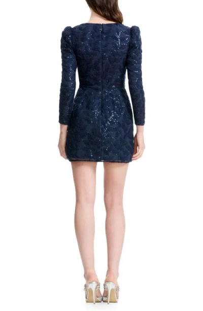 Dress The Population Brie Sequin Long Sleeve Minidress In Blue