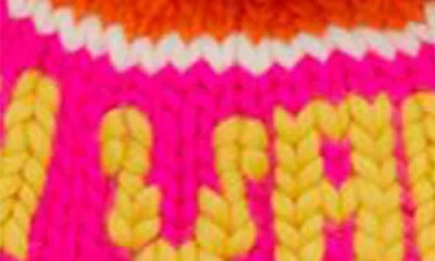 Lele Sadoughi Sun Valley Faux Fur Pompom Merino Wool Beanie In Orange