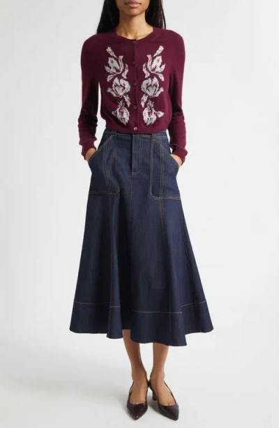 Cinq À Sept Benjiy Denim Midi Skirt In Blue