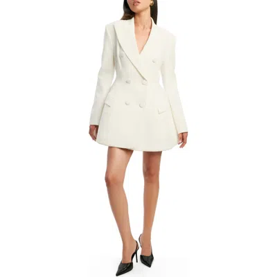Bardot Janna Long Sleeve Double Breasted Coat Dress In White