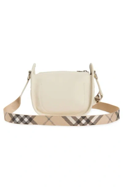 Burberry Mini B Clip Leather Crossbody Bag In White