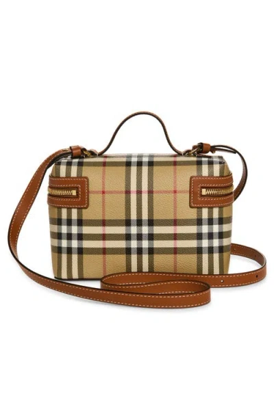 Burberry Women Beige Crossbody Bag With Adjutable And Removable Shoulder Strap And All-over Check Mo In Multi