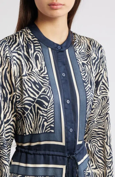 Ciebon Coco Mixed Zebra Print Midi Shirtdress In Blue