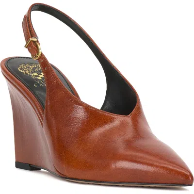Vince Camuto Meristi Slingback Pointed Toe Wedge Pump In Animal Print
