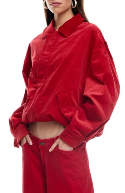 Lioness Kenny Oversize Corduroy Bomber Jacket In Red