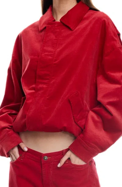 Lioness Kenny Oversize Corduroy Bomber Jacket In Red
