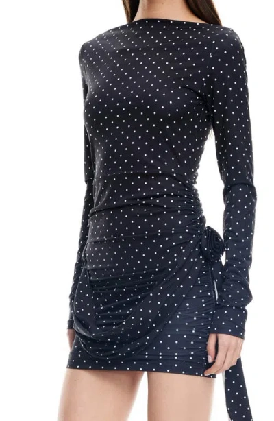 Lioness Glory Dot Long Sleeve Minidress In Blue