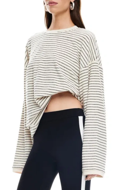 Lioness Bry Stripe Oversize Velour Top In Multi