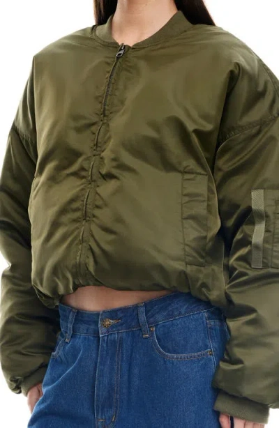Lioness Essential Crop Bomber Jacket In Green