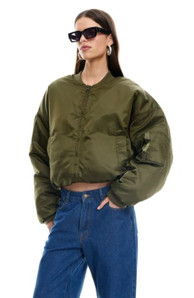 Lioness Essential Crop Bomber Jacket In Green