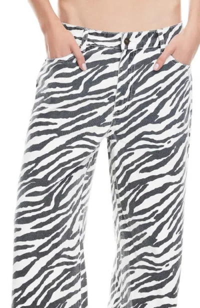 Lioness Top Model Zebra Stripe Low Rise Baggy Jeans In Multi
