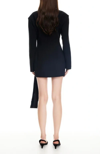 Lioness Martini Long Sleeve Draped Minidress In Black
