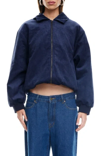 Lioness Corduroy Bomber Jacket In Blue