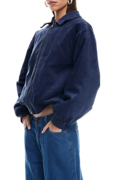 Lioness Corduroy Bomber Jacket In Blue