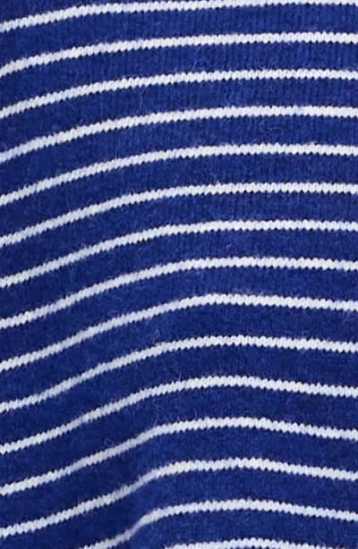 Lioness Stripe Long Sleeve Polo Sweater In Blue