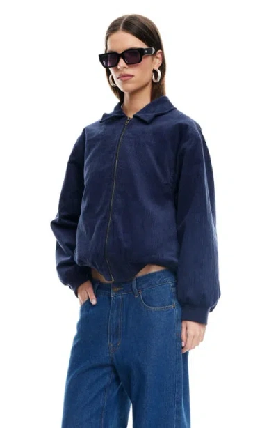 Lioness Corduroy Bomber Jacket In Blue
