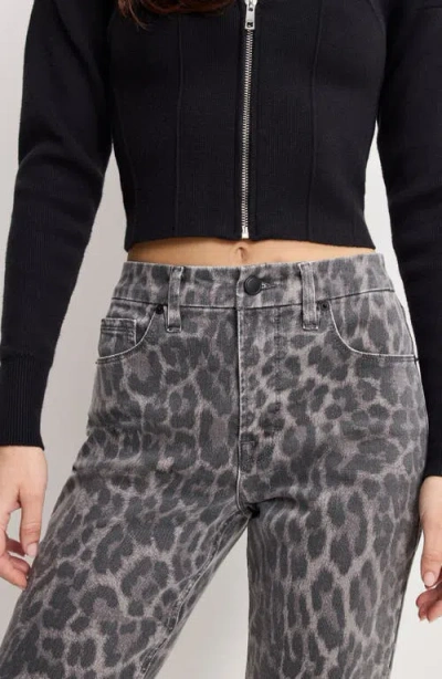 Good American Good Icon Leopard Print Straight Leg Jeans In Multi