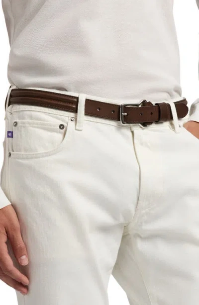 Ralph Lauren Purple Label Equestrian Buckle Leather Belt In Brown