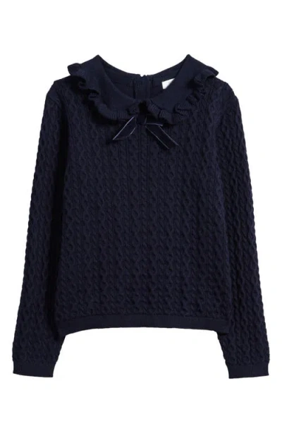 Next Kids' Bow Cotton & Cashmere Sweater In Blue