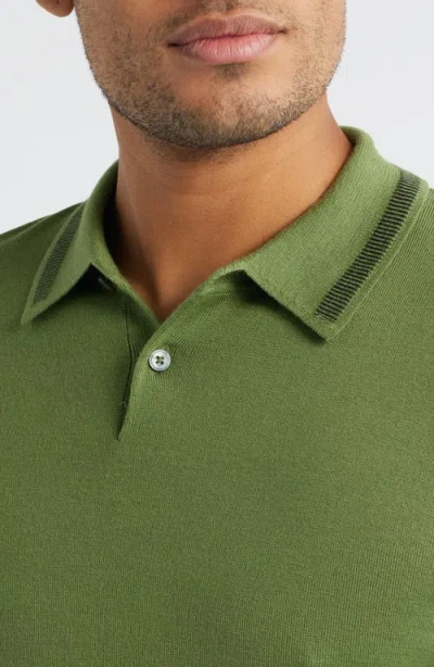 Ps By Paul Smith Ps Paul Smith Long Sleeve Tipped Wool Polo Sweater In Green